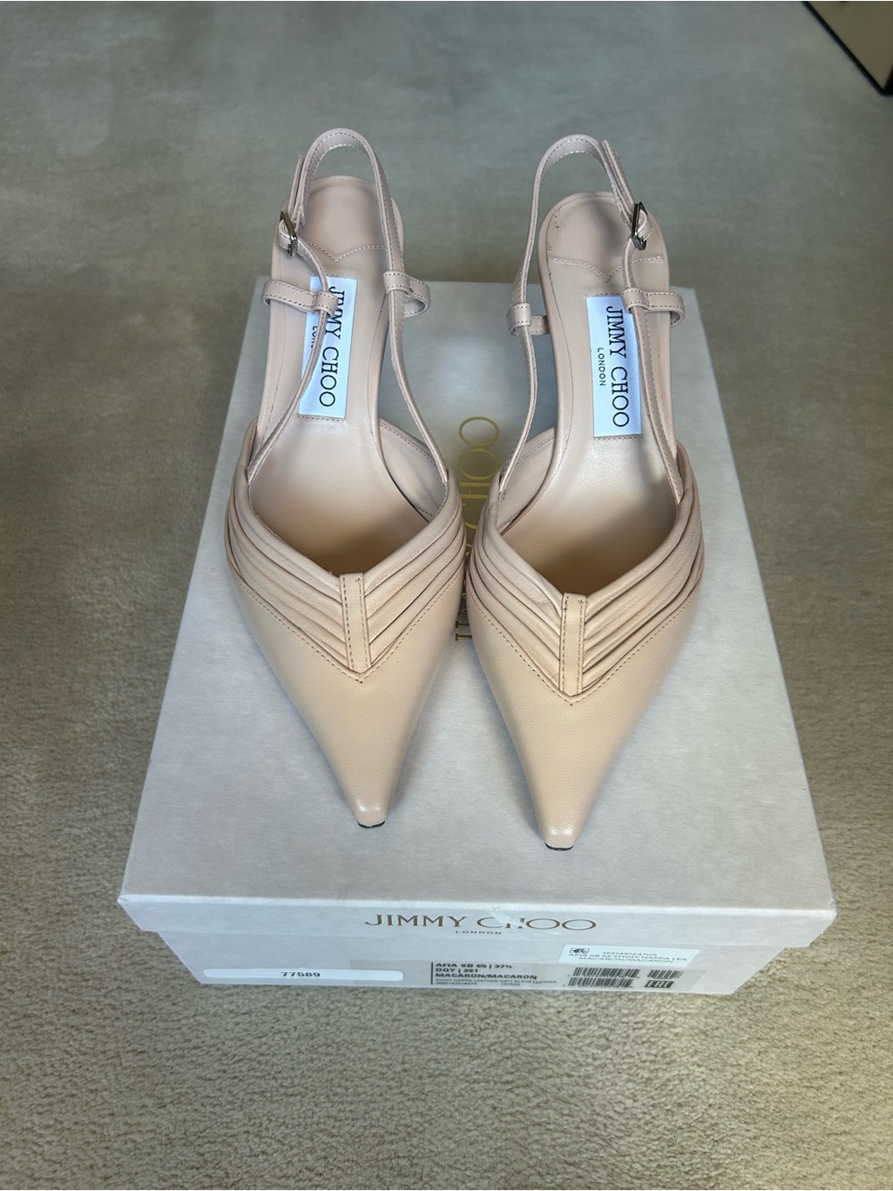 Jimmy Choo Blush Leather Pointed Slingback Pumps